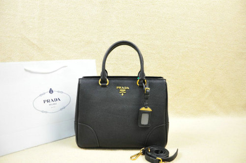2014 Prada grainy calfskin tote bag BN2533 black - Click Image to Close